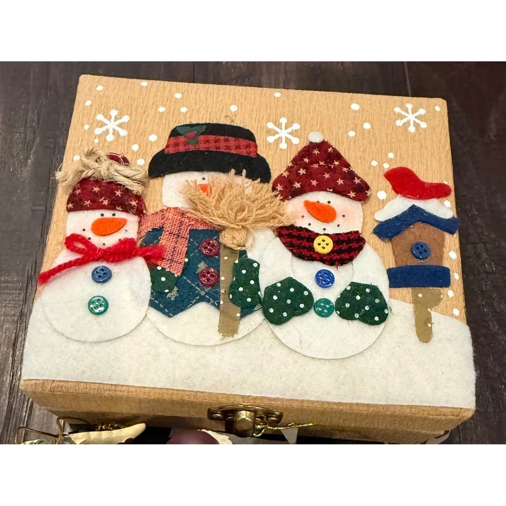 Holiday Treasures Ornament Set Snowman Angel Rustic Resin 5pc With Box Folk Art